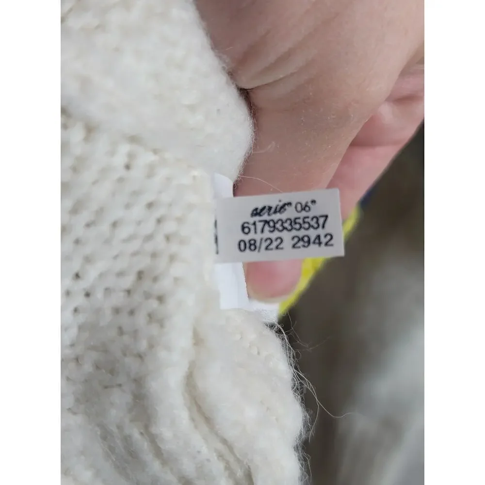 AERIE QUARTER ZIP ARGYLE SWEATER WOOL BLEND, SZ SMALL